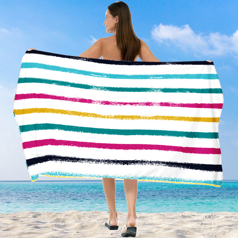 XXL Stranddecke mit buntem Streifenmuster Brehn