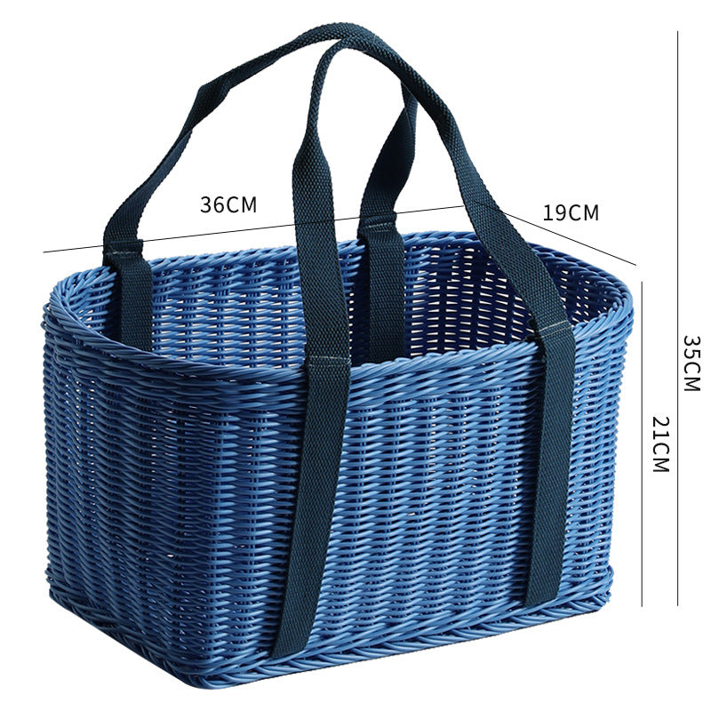 Unisex Robust geflochtener Einkaufskorb mit bequemen Stoffgriffen Brehn