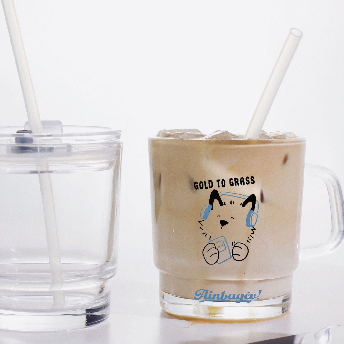 Damen lustiger Teeglasbecher mit künstlerischem Katzenmotiv Brehn