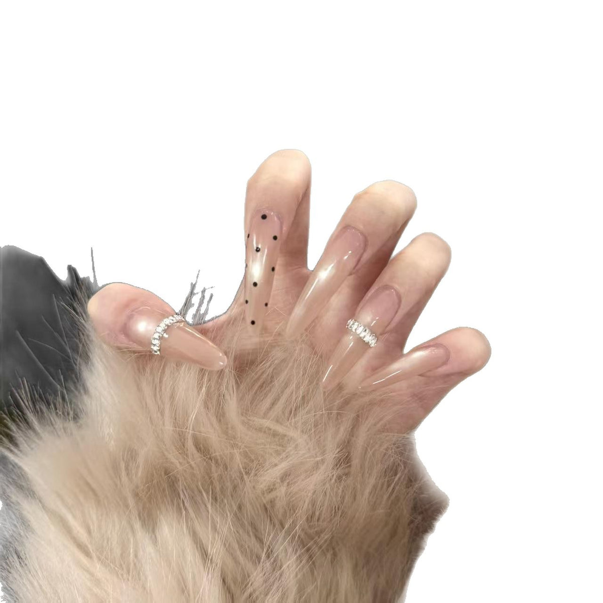 Stiletto-Nagelverlängerungen mit dekorativen Strasssteinen