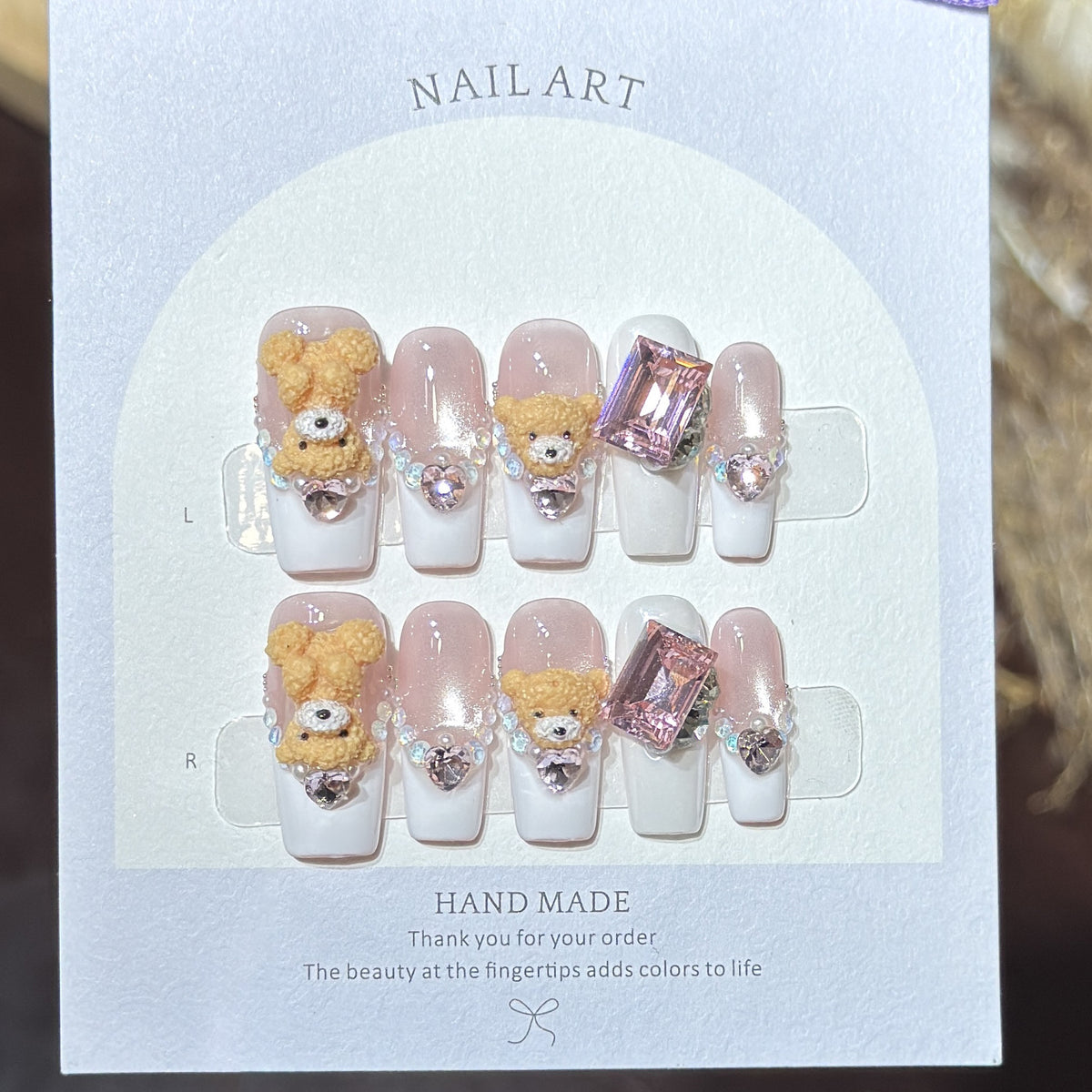 Niedliches von Tieren inspiriertes Press-On Nagelkunst-Set Brehn