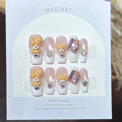 Niedliches von Tieren inspiriertes Press-On Nagelkunst-Set Brehn