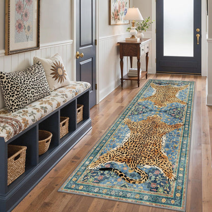 Stylischer Leopardenmuster-Läufer Teppich
