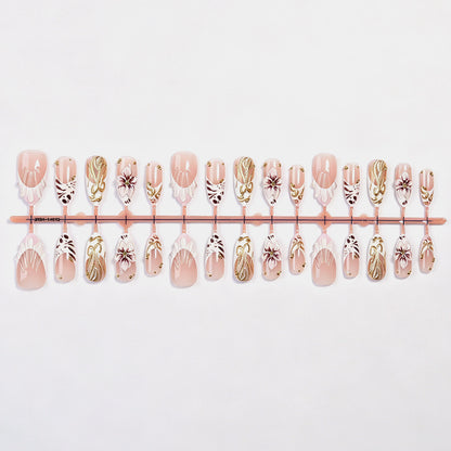 Elegante Floral-Themen Press-On Nagelkunst Brehn
