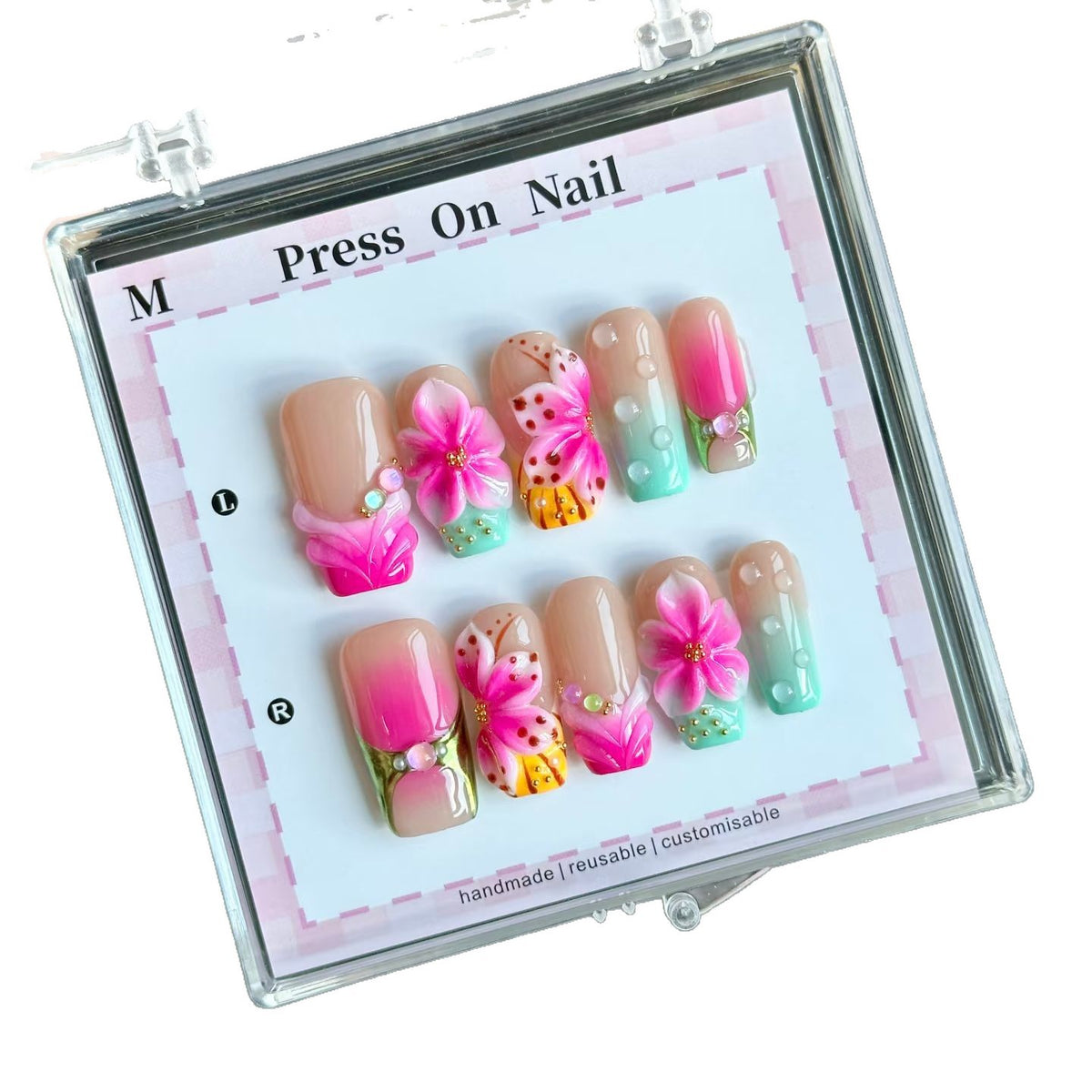 Künstlerisches Floral Press-On Nagelkunstset  1791772903
