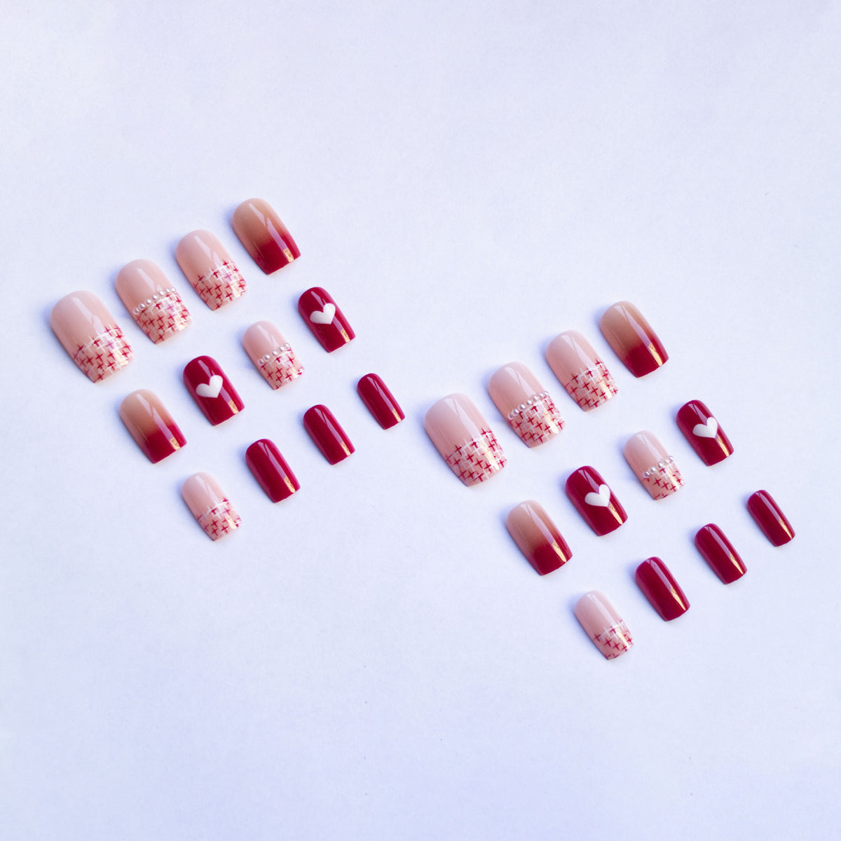 Stylisches Herz- und Ombre-Nagelkunst-Set