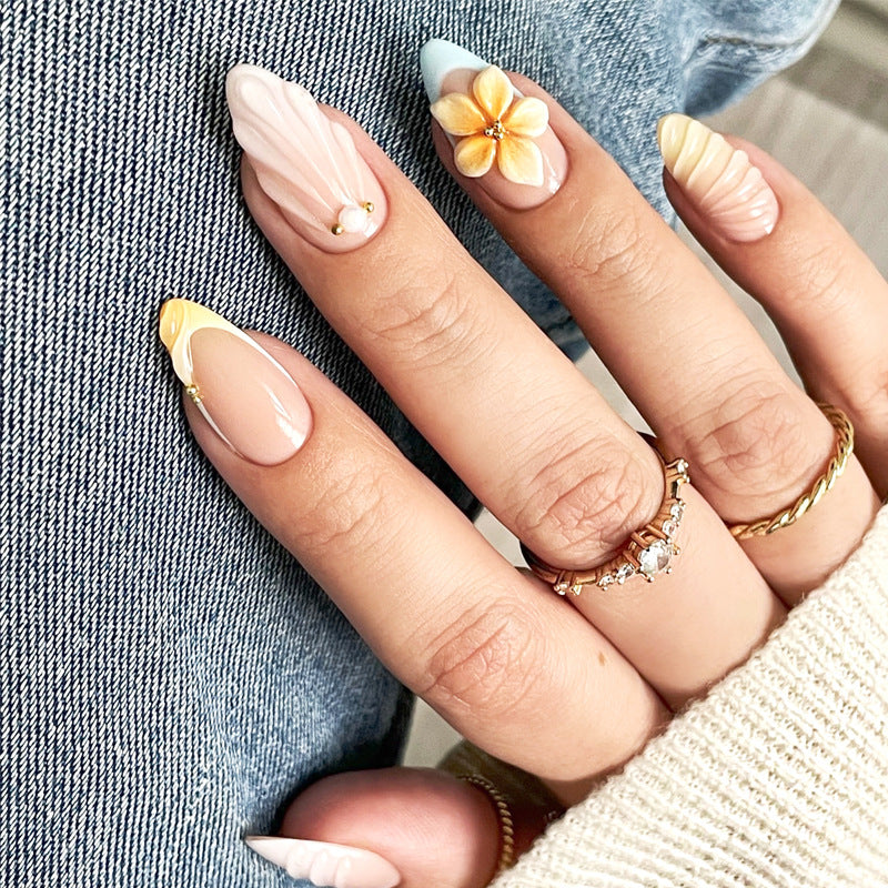 Elegante Blumen Stiletto Press-On Nägel Brehn