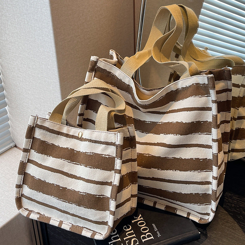Gestreifter Canvas-Shopper