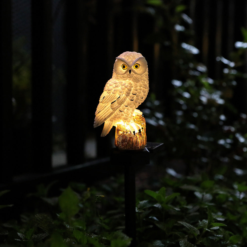 Realistischer Eulen Solar Gartenstecklicht mit LED Harzskulptur Brehn
