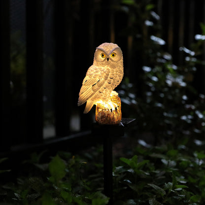 Realistischer Eulen Solar Gartenstecklicht mit LED Harzskulptur Brehn