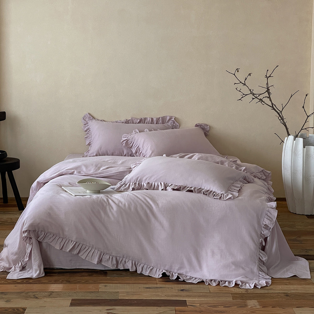 Elegantes Baumwoll-Bettwäsche-Set mit Volant und weichem Percale-Finish
