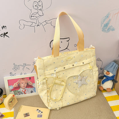 Stylische Multi-Taschen Stern-Applikation Rucksack Brehn
