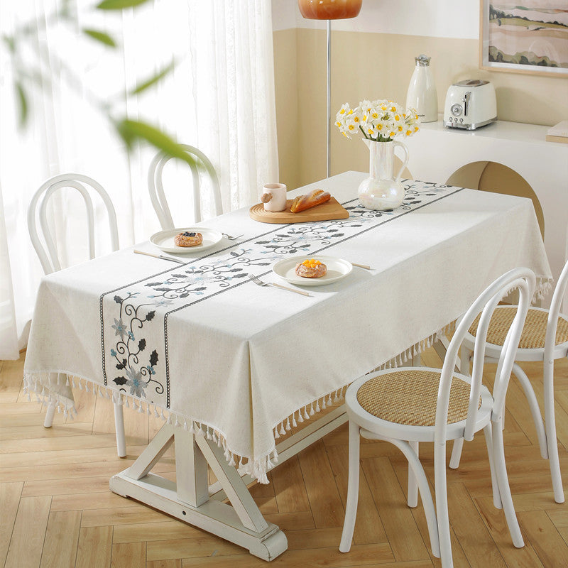 Elegante geometrische Fransen- Tischdecke