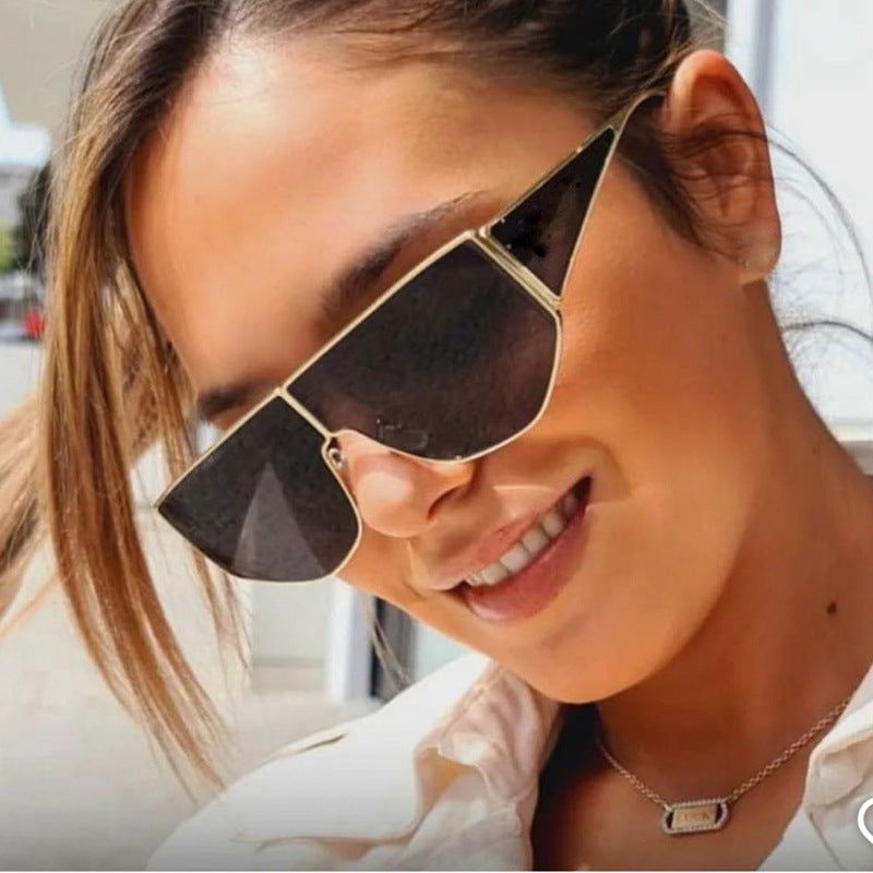 Damen trendige oversized Sonnenbrille mit markantem geometrischen Design Brehn