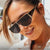 Damen trendige oversized Sonnenbrille mit markantem geometrischen Design Brehn