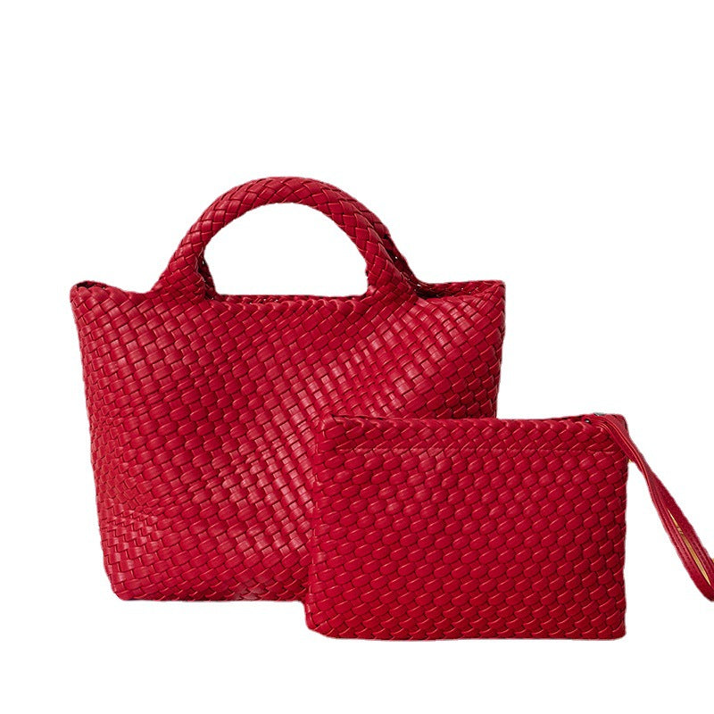 Elegante Geflochtene Handtasche mit Abnehmbarer Clutch Brehn