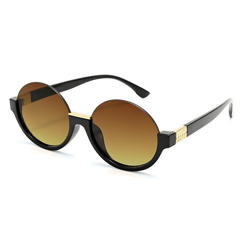 Damen moderne runde Sonnenbrille mit eleganten Akzenten und UV-Schutz Brehn
