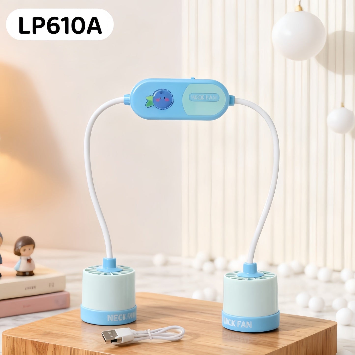 Frauen tragbarer Nackenventilator mit flexiblem einstellbarem Design und USB-Anschluss Brehn
