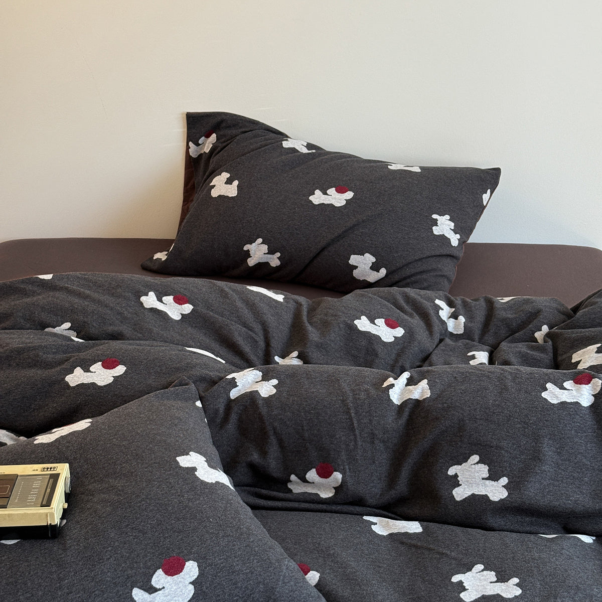 Baumwollmischung Teddy Motiv Bettbezug Set mit Kontrastsaum