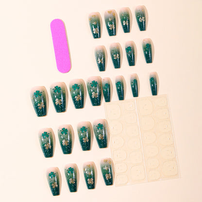 Dekorative Shamrock Glitter Nagel Kunst Extensions Brehn