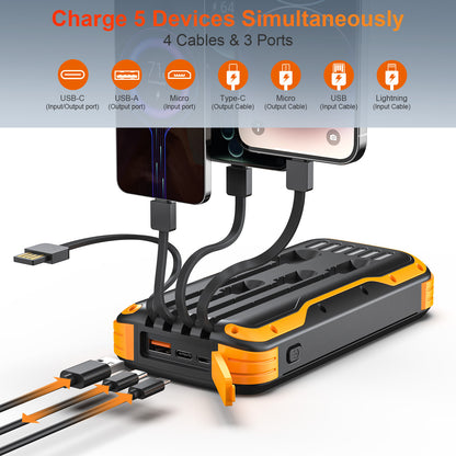 Robuste Solar Powerbank mit Integrierter Taschenlampe und Multifunktionalem Ladeanschluss Brehn