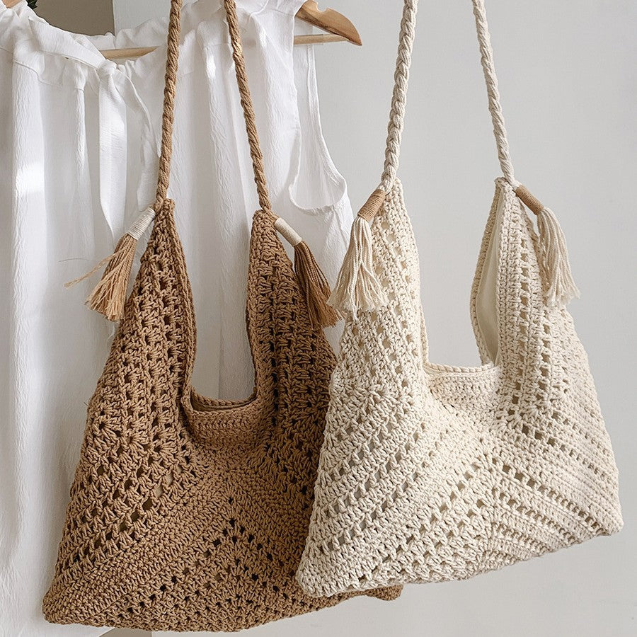 Handgeknüpfte Strandtasche mit Quasten Brehn