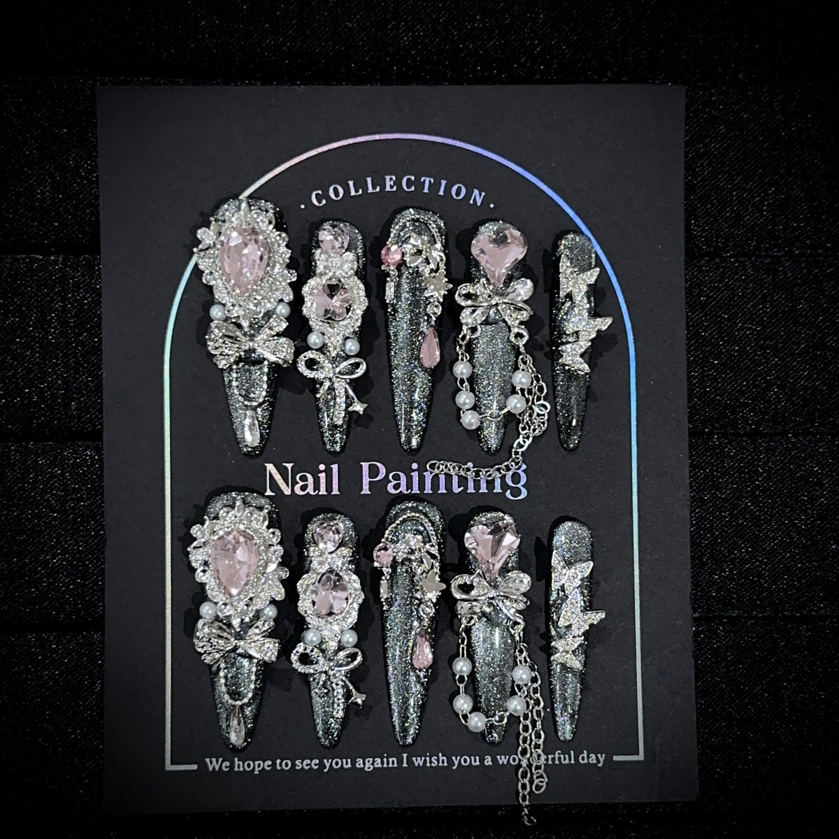 Glamouröse Bejeweled Press-On Nagelset