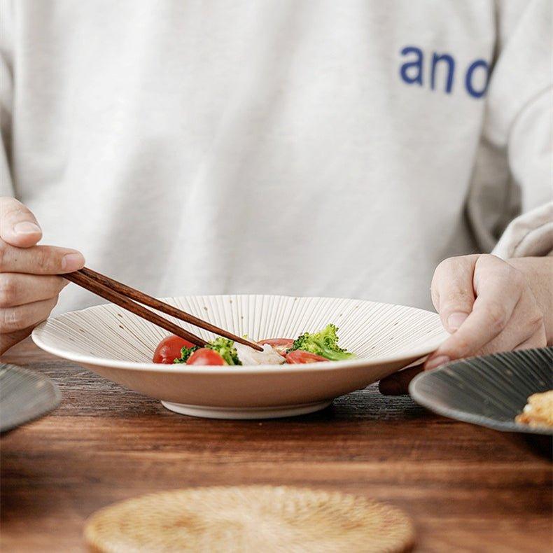 Handgefertigte japanische Mino Ware Keramische zerknitterte Teller | Brehn