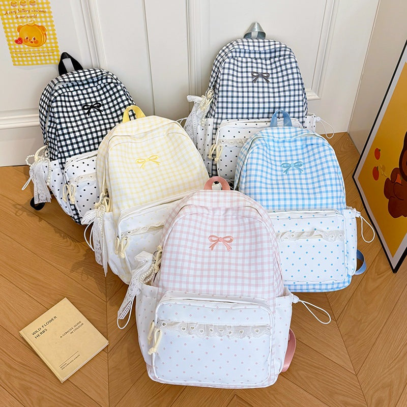 Verspielter Gingham- und Pünktchen-Rucksack Brehn