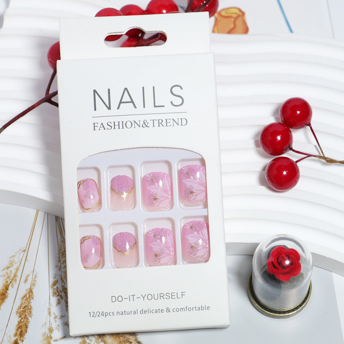 DIY Floral Design Press-On Nail Set Brehn