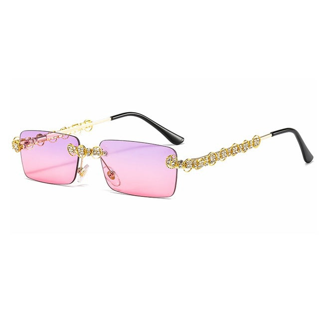 Damen Designer-Sonnenbrille mit funkelndem Rahmen und rechteckigem Glas Brehn