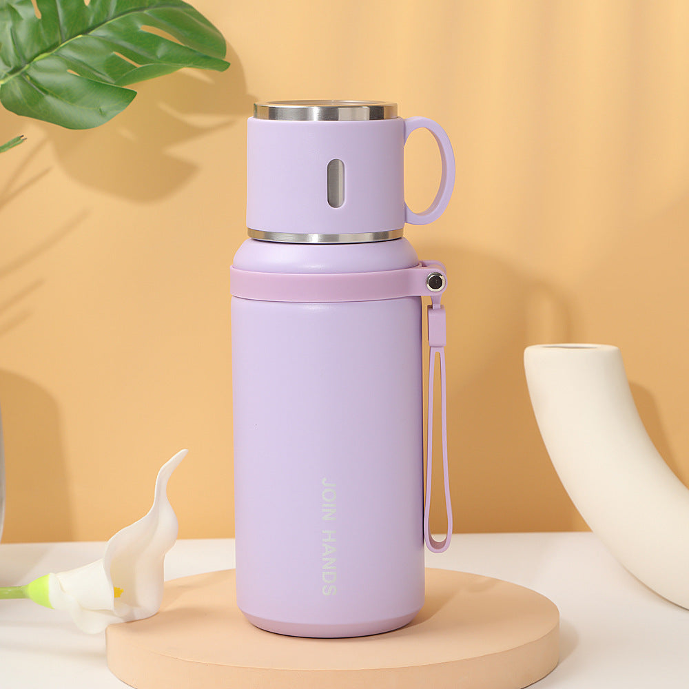 Damen isolierte Edelstahl-Trinkflasche mit ausklappbarem Becher Brehn