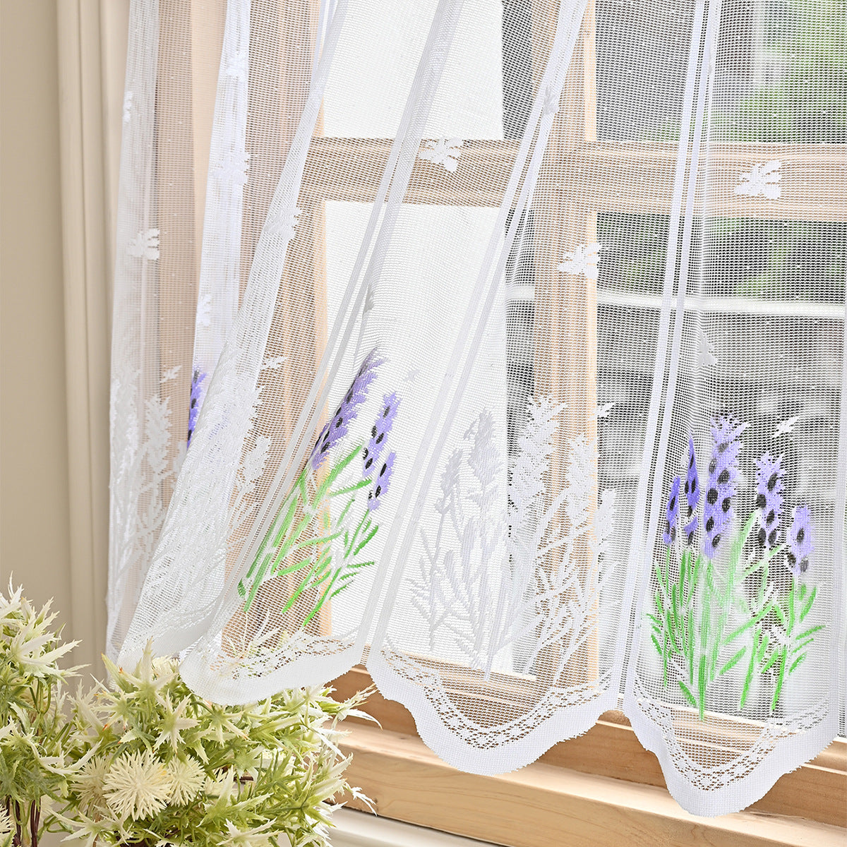 Florale gestickte Spitze Fensterdekoration