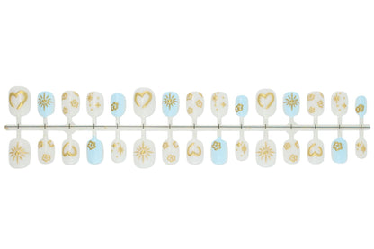 Kunstnagelset mit floralen und geometrischen Designs Brehn