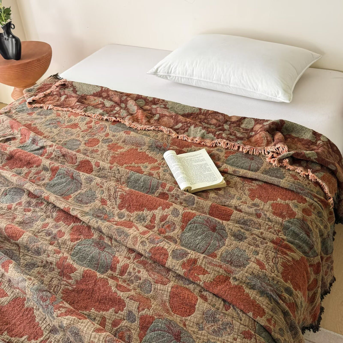 Übergroße Jacquard-Patchwork-Blumen-gewebte Wurfdecke mit francomierten Kanten