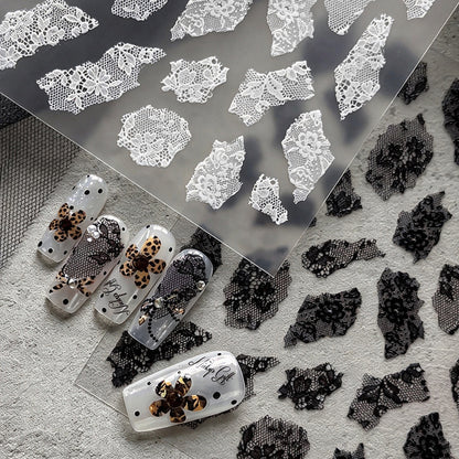 Zartes Spitze Nagelkunst Aufkleber Set