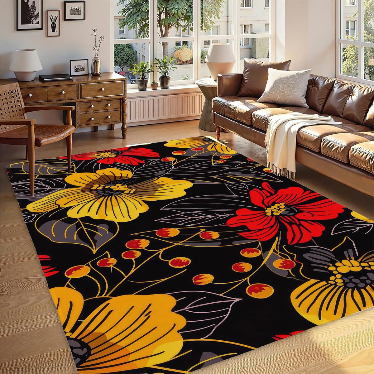 Abstract Leaf Print Teppich