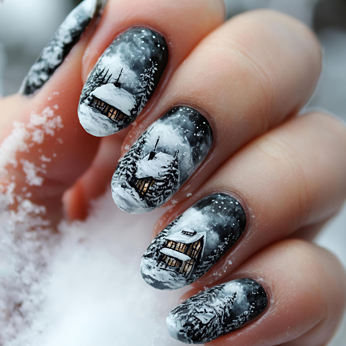 Kunstnägel Im Winterlichen Hütten-Design Brehn
