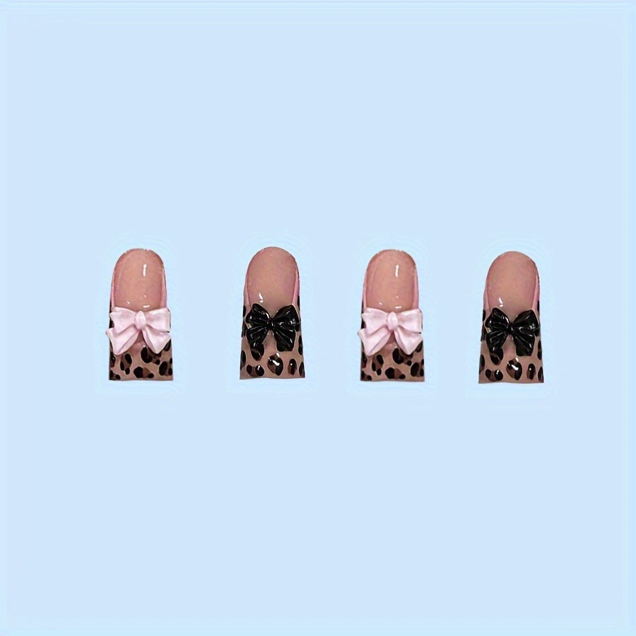 Dekorativer Leopard-Print Press-On Nail Set Brehn
