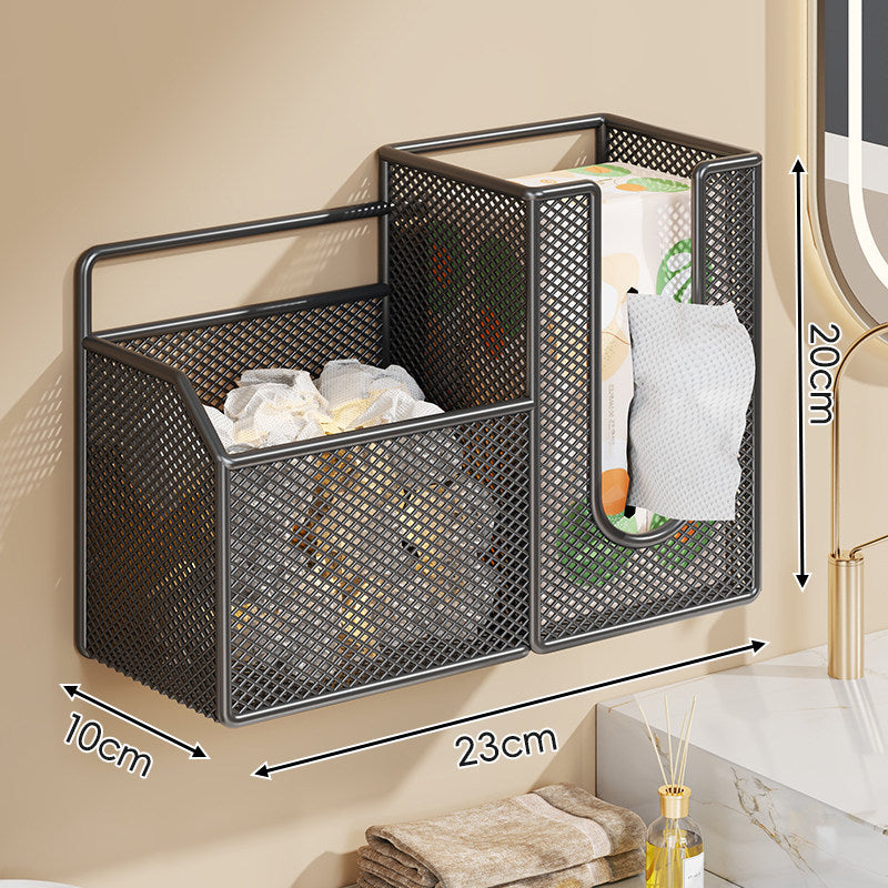 Wandmontierter Mesh-Badezimmer-Organizer Dual-Compartment Tissue- & Zubehörhalter