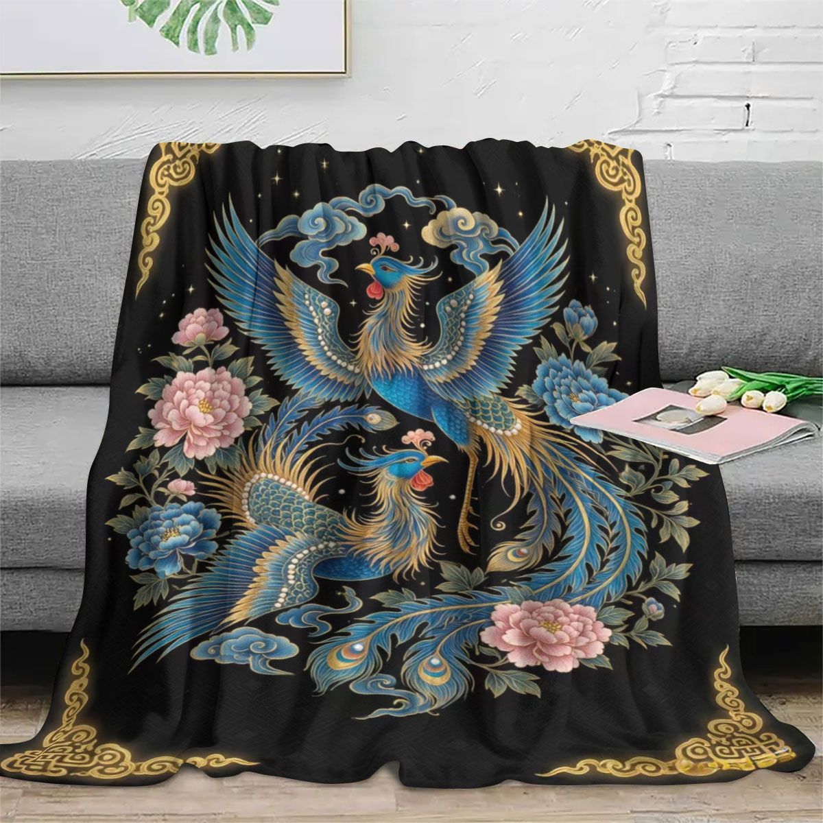 Künstlerischer Phoenix-Druck Fleece-Decke