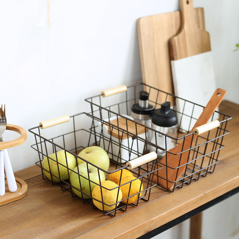 Unisex Drahtaufbewahrungskorb mit ergonomischen Holzgriffen Brehn