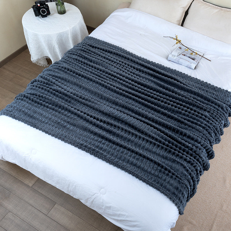 Damen Flauschige Mikroplüsch-Decke mit gestreifter Struktur Brehn