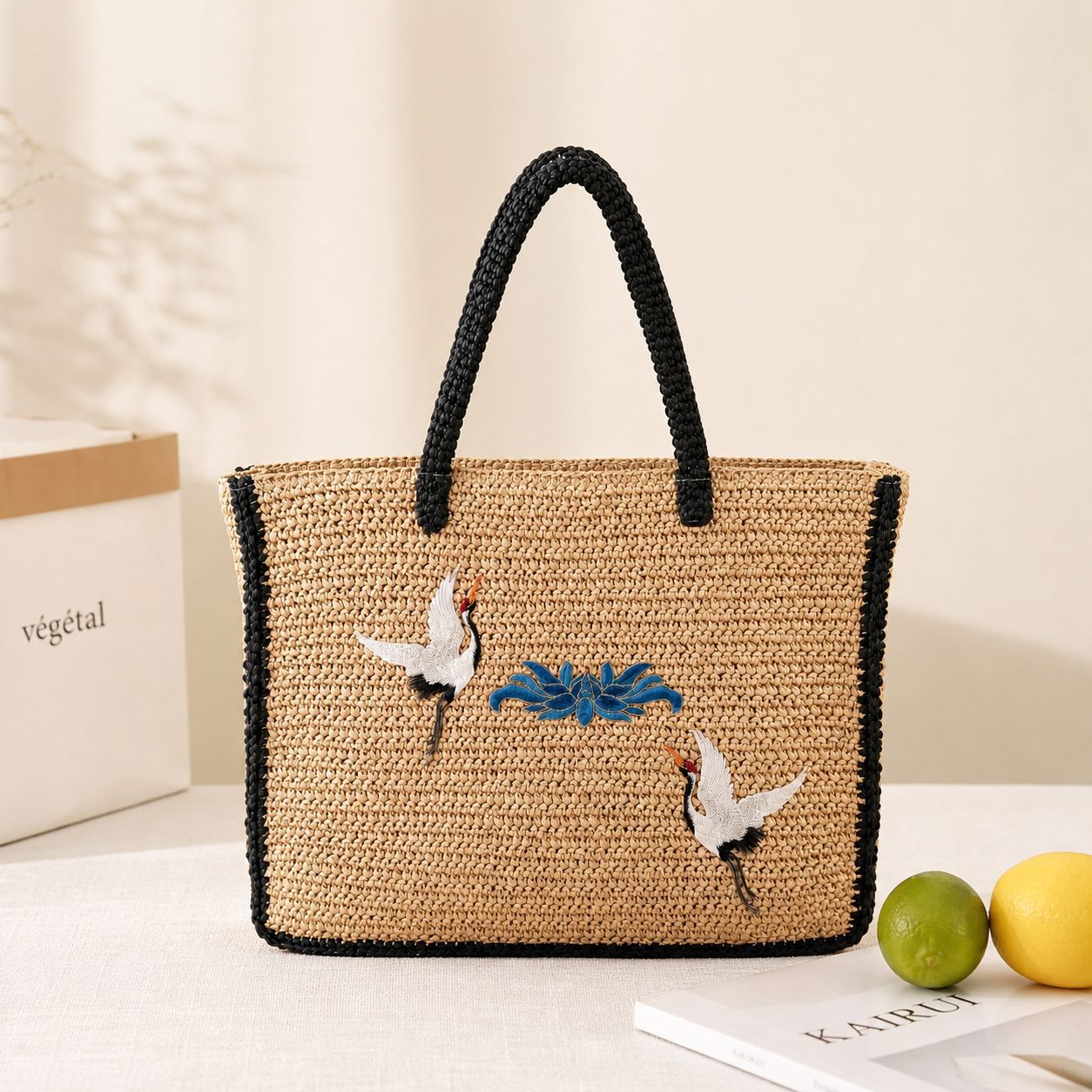 Handgefertigte Shoppingtasche mit Aufwändiger Stickerei Brehn