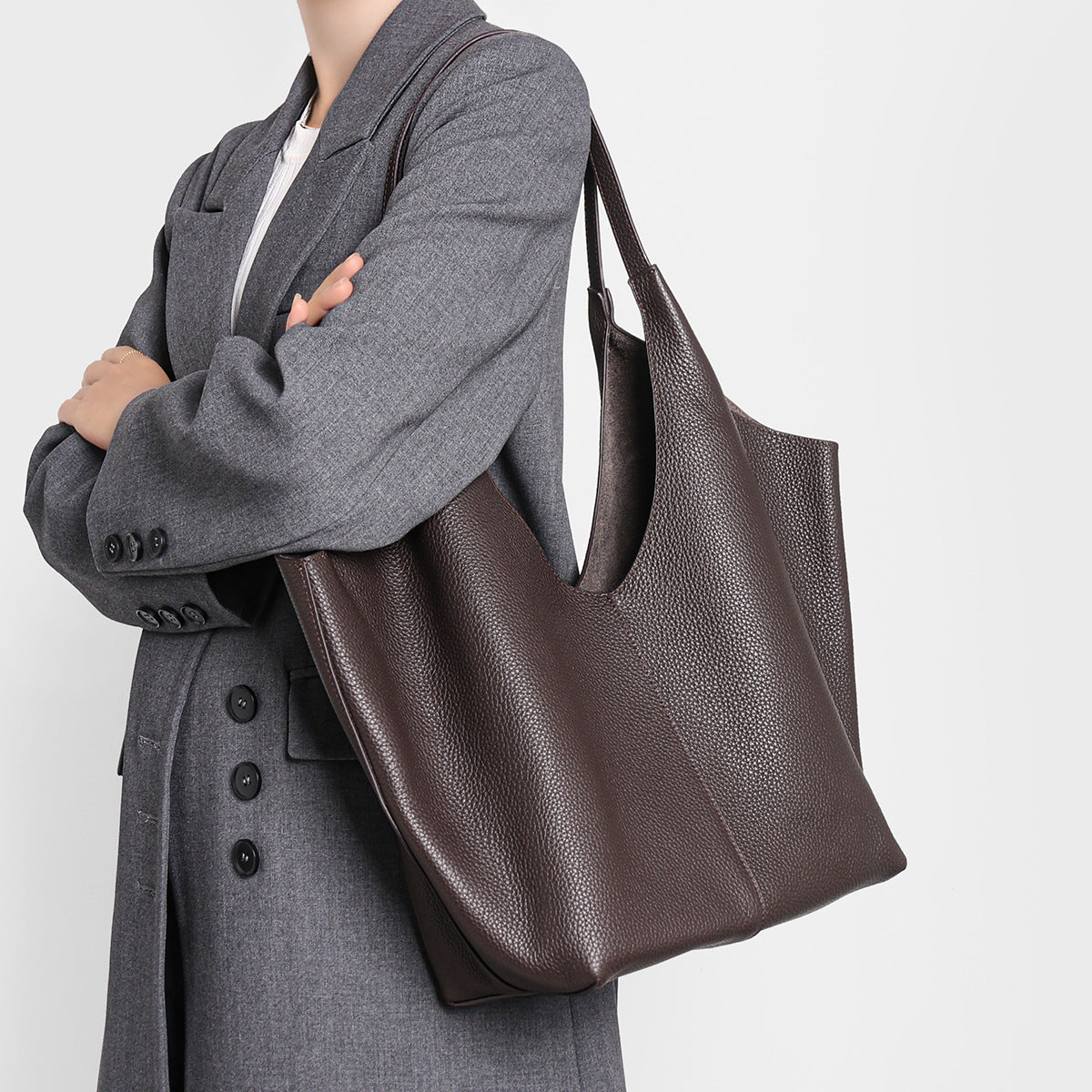 Gepunktetes Leder Große Schulter Tasche
