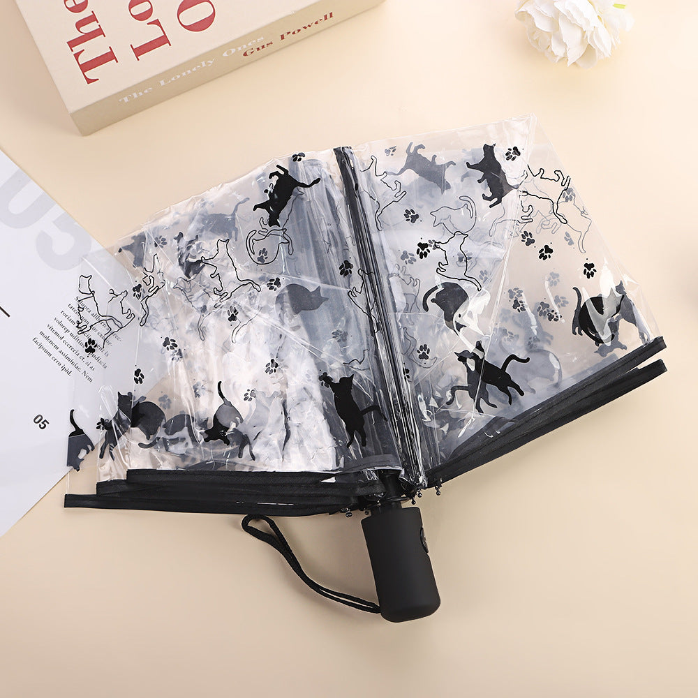 Damen Faltbarer Regenschirm mit transparentem Design und Tiermotiven Brehn