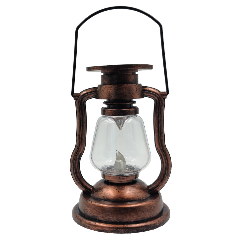 Antike LED-Hurrikanlaterne mit flackerndem Flameneffekt, Glasglocke und hängendem Griff, tragbare dekorative Lampe Brehn