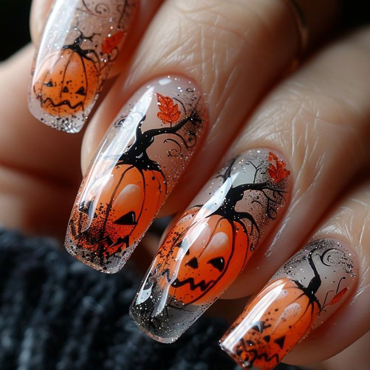 Kunstnägel mit Kreativem Halloween-Motiv Brehn