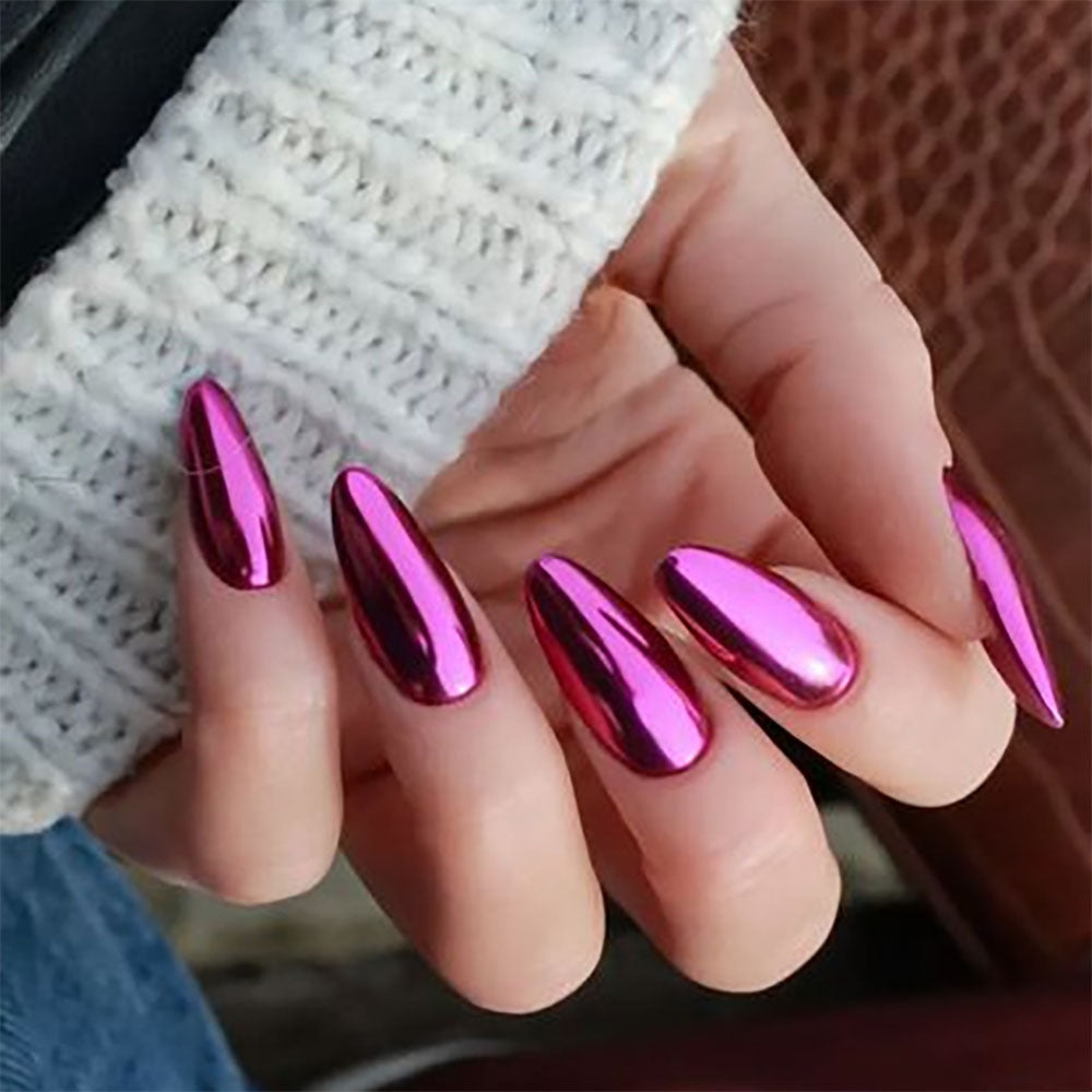 Hochglänzendes mandelförmiges Press-On-Nagelset Brehn