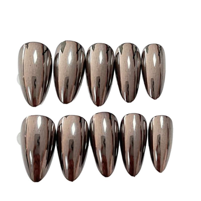 Glänzende schwarze Stiletto Press-On Nägel Brehn